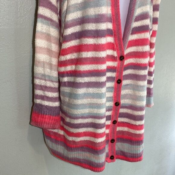 Nwt long line oversized cardigan sweater colorful pink rainbow striped Torrid 4x - Picture 4 of 8